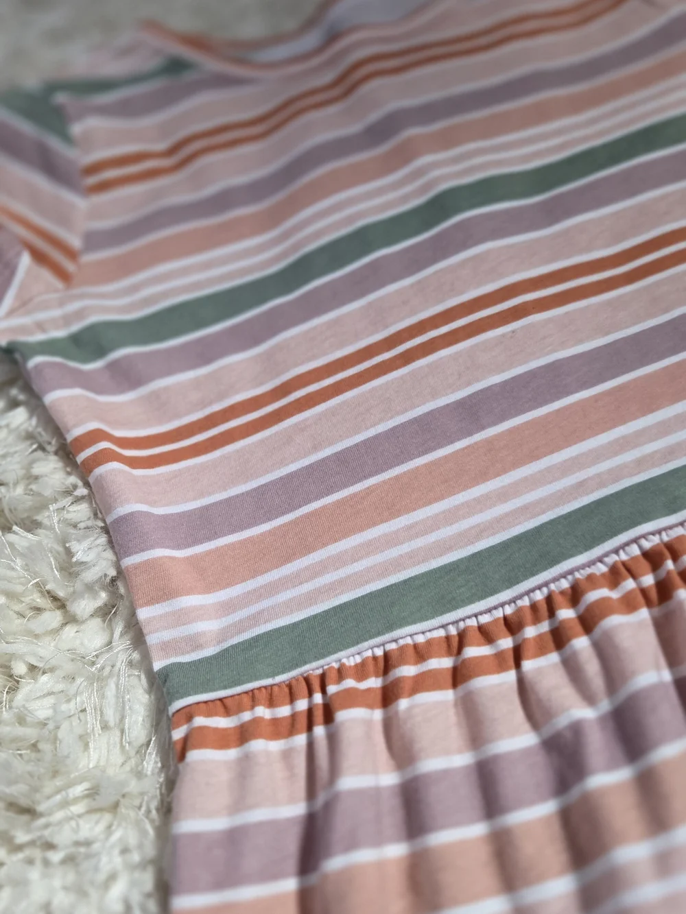 Carter's White and Orange Striped Knit Dress